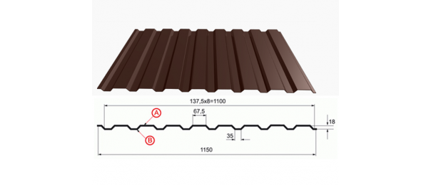 Профнастил коричневый оцинкованный  RAL 8017 С-20 купить недорого в Сосновке