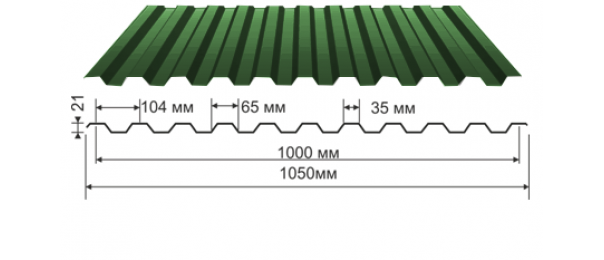 Профнастил зеленый оцинкованный  RAL 6005 С-21 купить недорого в Сосновке